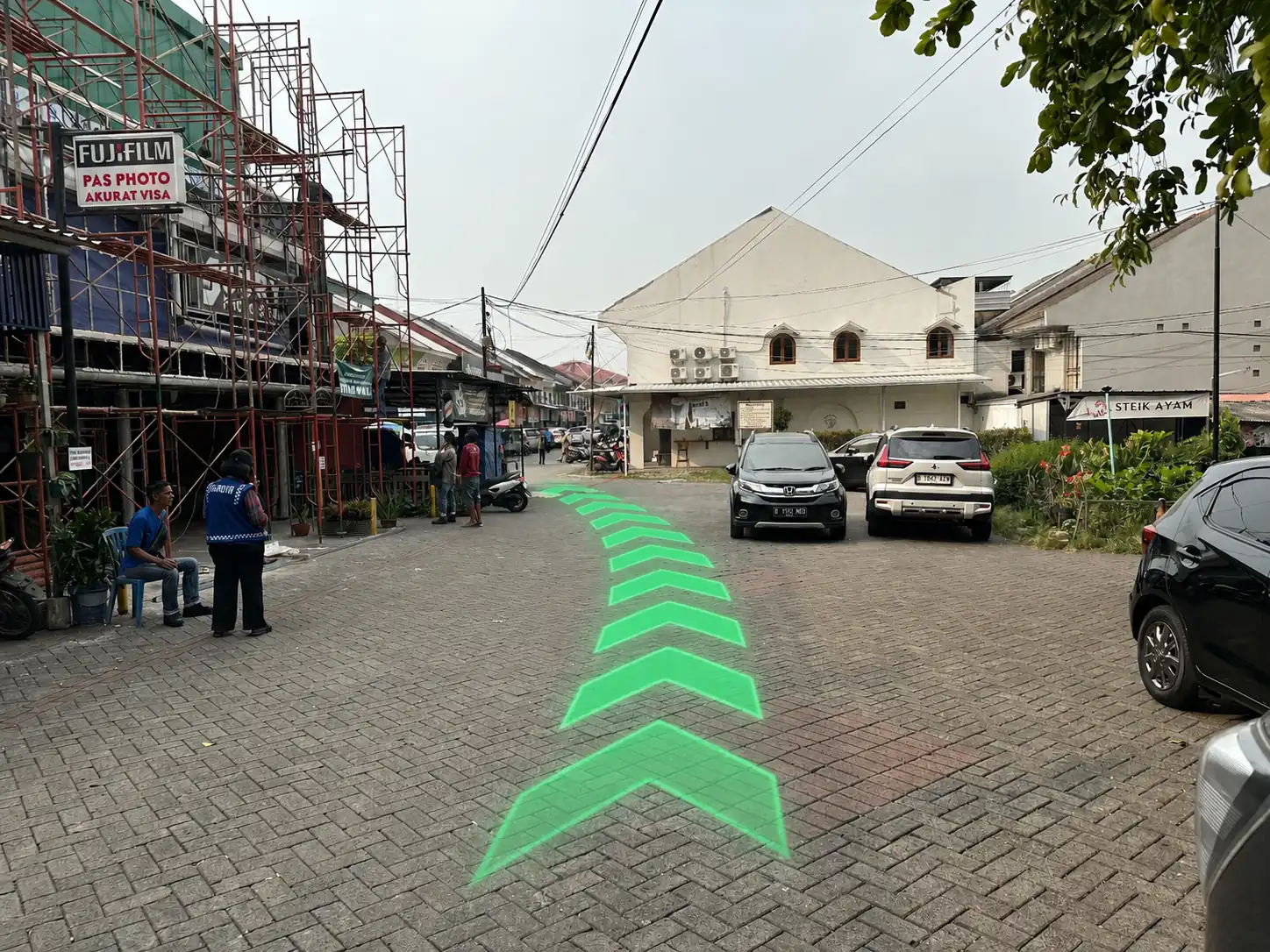 Parking lot entrance by the shops